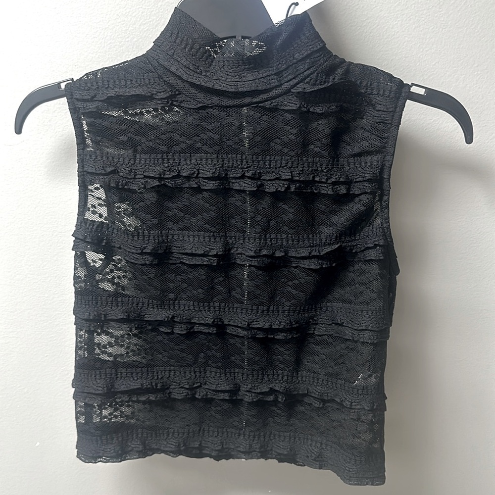 AKIRA all I have left sleeveless mock neck lace tank